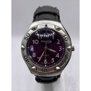 Nelsonic Vintage Mens Quartz Watch Brown Leather Band Works New Battery